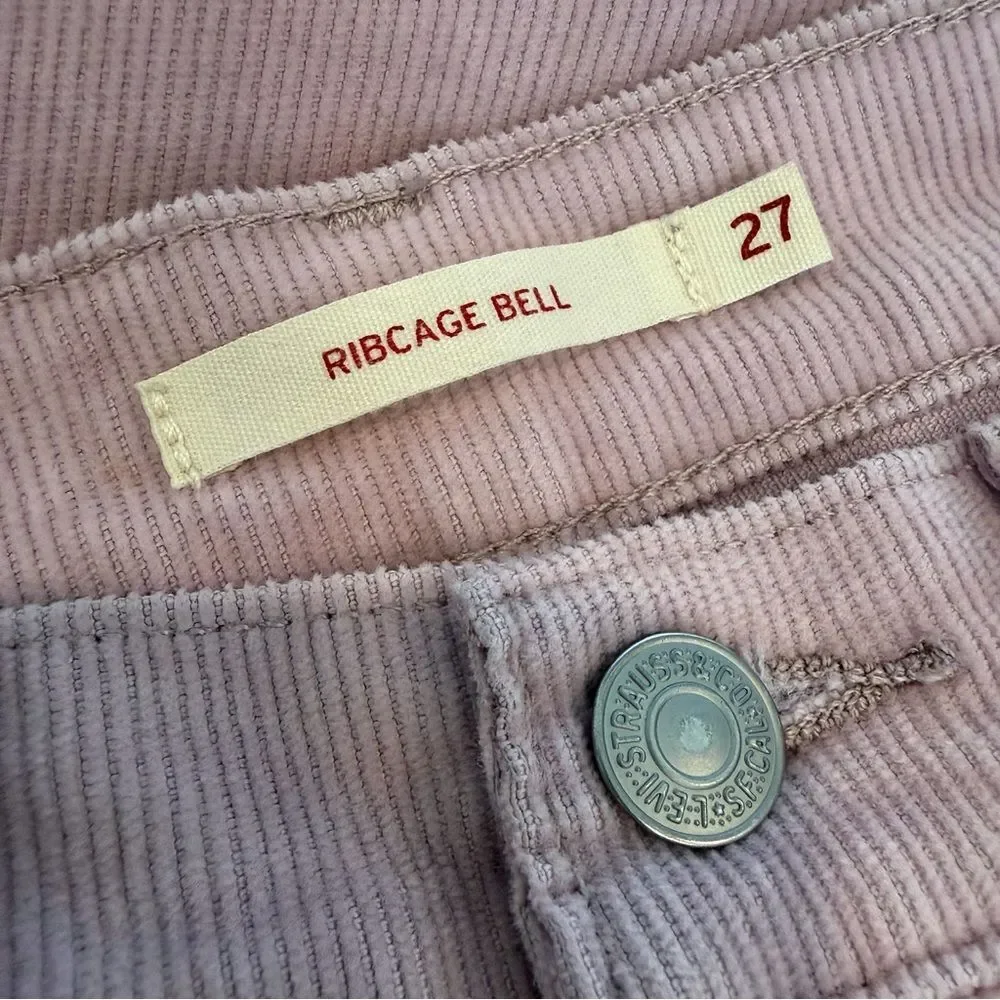 NEW Levi's Ribcage Bell Jeans Keepsake Lilac Stretch Corduroy Pants Size 27 - Picture 7 of 9